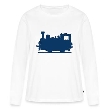 Train à vapeur Vintage - T-shirt manches longues Premium bio Femme - blanc - Devant - Julia (174cm)