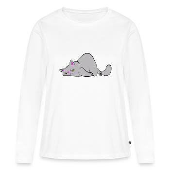 Tired cat - Women's Premium Organic Long Sleeve Shirt - white - Front - Julia (174cm)