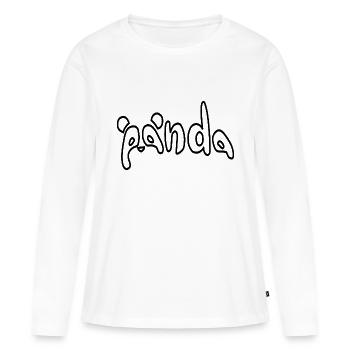 Lettrage panda - T-shirt manches longues Premium bio Femme - blanc - Devant - Julia (174cm)