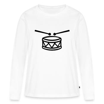 Tambour - T-shirt manches longues Premium bio Femme - blanc - Devant - Julia (174cm)