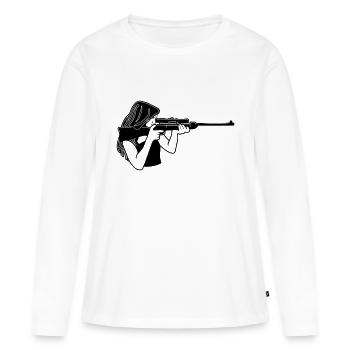 protéger gun shooter - T-shirt manches longues Premium bio Femme - blanc - Devant - Julia (174cm)
