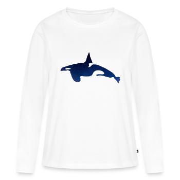 Orque dans le ciel nocturne - T-shirt manches longues Premium bio Femme - blanc - Devant - Julia (174cm)