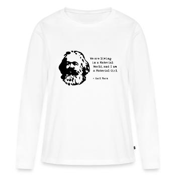 Karl Marx - I'm a Material Girl - Frauen Premium Bio Langarmshirt - Weiß - Vorne - Julia (174cm)