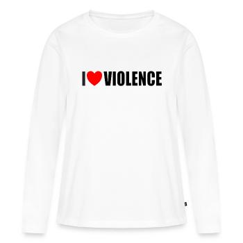 J'aime la violence - T-shirt manches longues Premium bio Femme - blanc - Devant - Julia (174cm)