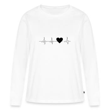 Heartbeat heart black 🖤 - Women's Premium Organic Long Sleeve Shirt - white - Front - Julia (174cm)