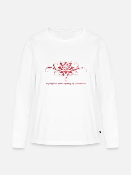 Lotus Blume - Frauen Premium Bio Langarmshirt - Weiß
