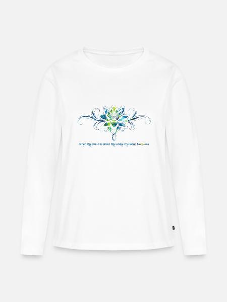 Lotus Blume - Frauen Premium Bio Langarmshirt - Weiß
