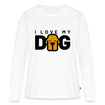 J’AIME MON CHIEN - T-shirt manches longues Premium bio Femme - blanc - Devant - Julia (174cm)