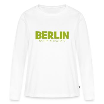 Berlin coordinates - Latitude - Longitude - Women's Premium Organic Long Sleeve Shirt - white - Front - Julia (174cm)