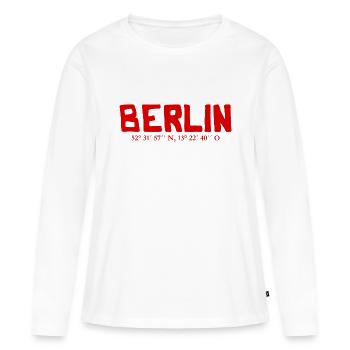 Berlin coordinates - Latitude - Longitude - Women's Premium Organic Long Sleeve Shirt - white - Front - Julia (174cm)