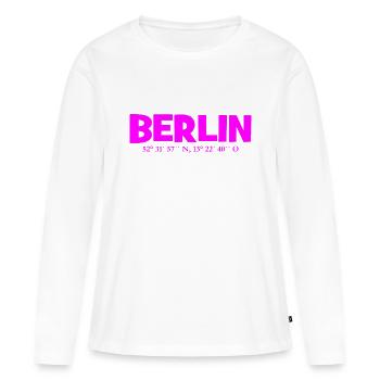 Coordonnées de Berlin - Latitude - Longitude - T-shirt manches longues Premium bio Femme - blanc - Devant - Julia (174cm)