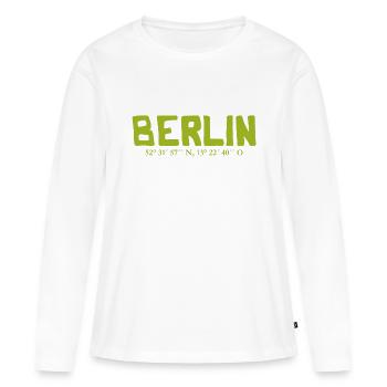 Coordonnées de Berlin - Latitude - Longitude - T-shirt manches longues Premium bio Femme - blanc - Devant - Julia (174cm)