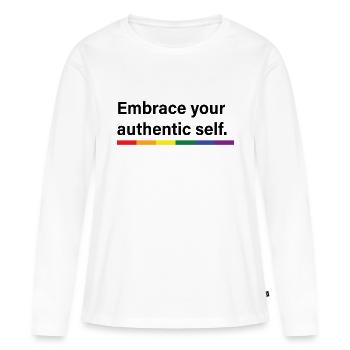 Embrassez votre moi authentique - T-shirt manches longues Premium bio Femme - blanc - Devant - Julia (174cm)