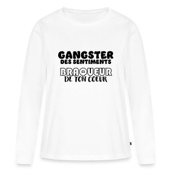 Gangster des sentiments - T-shirt manches longues Premium bio Femme - blanc - Devant - Julia (174cm)
