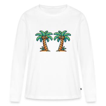 Palmiers - T-shirt manches longues Premium bio Femme - blanc - Devant - Julia (174cm)