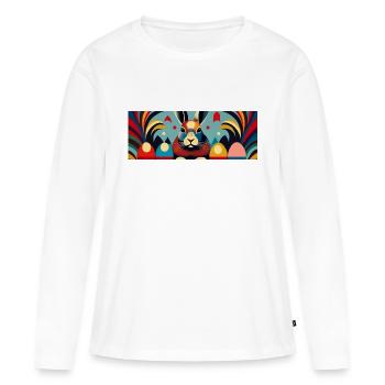 Lapin de Pâques n° 02 - T-shirt manches longues Premium bio Femme - blanc - Devant - Julia (174cm)