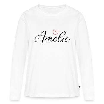 Nom d’Amélie - T-shirt manches longues Premium bio Femme - blanc - Devant - Julia (174cm)