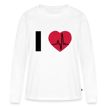 I Love - I heart - J'aime - T-shirt manches longues Premium bio Femme - blanc - Devant - Julia (174cm)