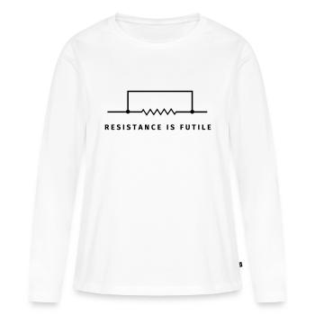 Resistance is futile - T-shirt manches longues Premium bio Femme - blanc - Devant - Julia (174cm)