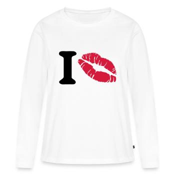 i love - Women's Premium Organic Long Sleeve Shirt - white - Front - Julia (174cm)