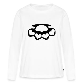 Coup de poing - T-shirt manches longues Premium bio Femme - blanc - Devant - Julia (174cm)