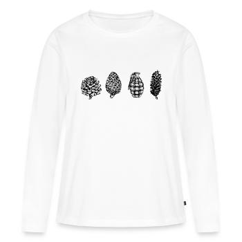 Handgranate / Tannenzapfen Street Art - Frauen Premium Bio Langarmshirt - Weiß - Vorne - Julia (174cm)
