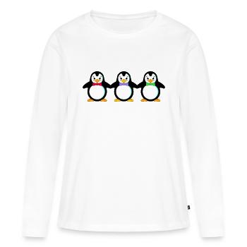 Pinguin Antarktis Vogel Frack Südpol Eismeer Kälte - Frauen Premium Bio Langarmshirt - Weiß - Vorne - Julia (174cm)