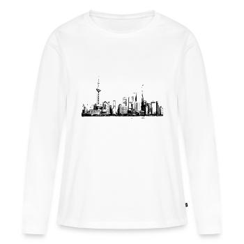 shanghai - T-shirt manches longues Premium bio Femme - blanc - Devant - Julia (174cm)