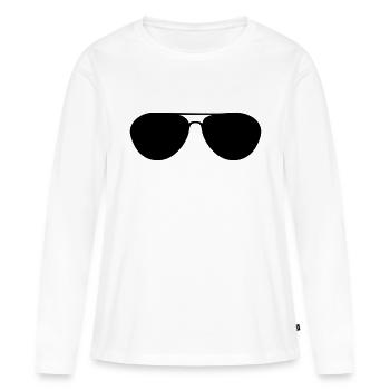 Sonnenbrille - Frauen Premium Bio Langarmshirt - Weiß - Vorne - Julia (174cm)