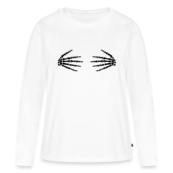 Mains - T-shirt manches longues Premium bio Femme - blanc - Devant - Julia (174cm)