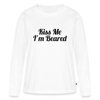 Kiss Me, I'm Beared - T-shirt manches longues Premium bio Femme - blanc - Devant - Julia (174cm)