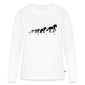 Pferdeliebe - Frauen Premium Bio Langarmshirt - Weiß - Vorne - Julia (174cm)