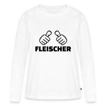 Fleischer - Frauen Premium Bio Langarmshirt - Weiß - Vorne - Julia (174cm)