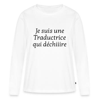 traducteur / traduction / traductrice / traduire - T-shirt manches longues Premium bio Femme - blanc - Devant - Julia (174cm)