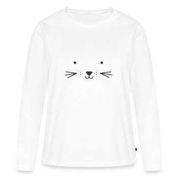 Süßes Katzengesicht - Frauen Premium Bio Langarmshirt - Weiß - Vorne - Julia (174cm)