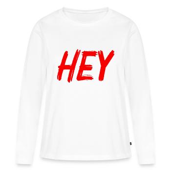 HÉ, - T-shirt manches longues Premium bio Femme - blanc - Devant - Julia (174cm)