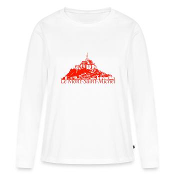 Le Mont Saint Michel - T-shirt manches longues Premium bio Femme - blanc - Devant - Julia (174cm)