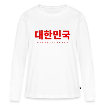 Corée Corée du Sud Coréen - T-shirt manches longues Premium bio Femme - blanc - Devant - Julia (174cm)