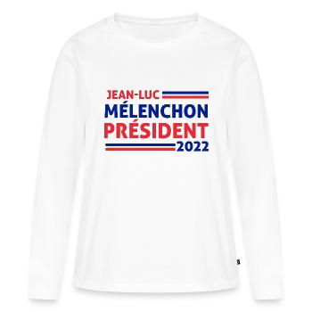 Mélenchon Elections Présidentielles France - T-shirt manches longues Premium bio Femme - blanc - Devant - Julia (174cm)
