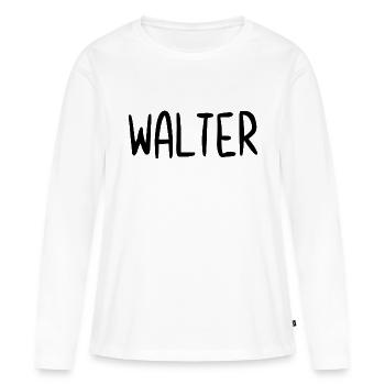 Walter Nom personnalisé Police Texte Anniversaire - T-shirt manches longues Premium bio Femme - blanc - Devant - Julia (174cm)
