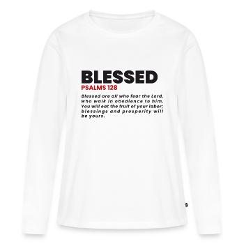 PSAUMES BÉNIS 128 - T-shirt manches longues Premium bio Femme - blanc - Devant - Julia (174cm)