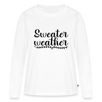 Météo des pulls - T-shirt manches longues Premium bio Femme - blanc - Devant - Julia (174cm)