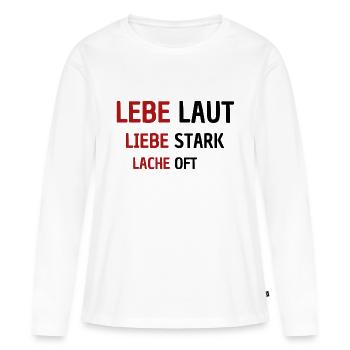 LEBE - Frauen Premium Bio Langarmshirt - Weiß - Vorne - Julia (174cm)