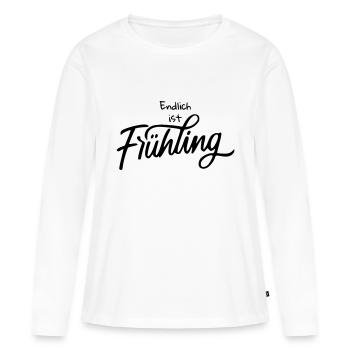 Endlich ist Frühling - Frauen Premium Bio Langarmshirt - Weiß - Vorne - Julia (174cm)