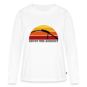Genieße den Moment - Frauen Premium Bio Langarmshirt - Weiß - Vorne - Julia (174cm)