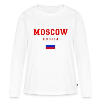 Moscou, Russie - T-shirt manches longues Premium bio Femme - blanc - Devant - Julia (174cm)