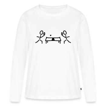 Tischtennis Platte und Schläger - Frauen Premium Bio Langarmshirt - Weiß - Vorne - Julia (174cm)