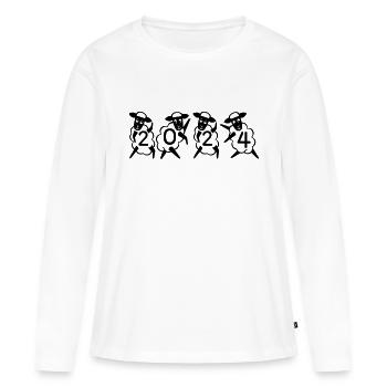 2024 Jahreszahl Datum Zahl Anno Kalenderjahr Sheep - Frauen Premium Bio Langarmshirt - Weiß - Vorne - Julia (174cm)