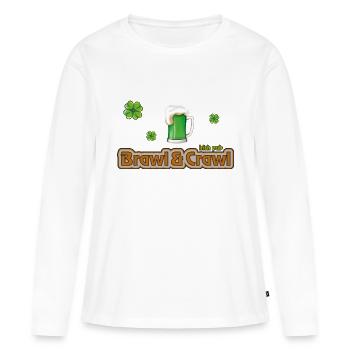 Irish Pub - Bagarre et crawl - T-shirt manches longues Premium bio Femme - blanc - Devant - Julia (174cm)
