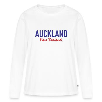 Auckland - Nouvelle-Zélande - Aotearoa - Maori - Kiwi - T-shirt manches longues Premium bio Femme - blanc - Devant - Julia (174cm)